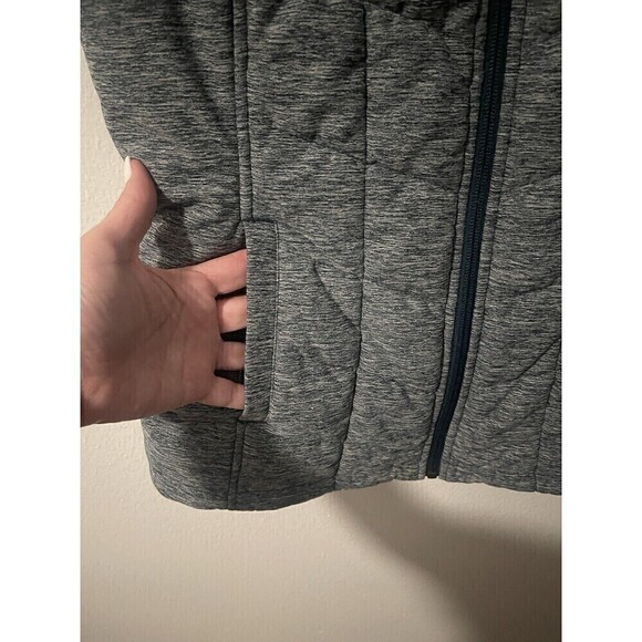 The North Face Sz S/P Heathered Gray Puffer Vest Womens Quilted Full Zip Logo - Picture 8 of 8